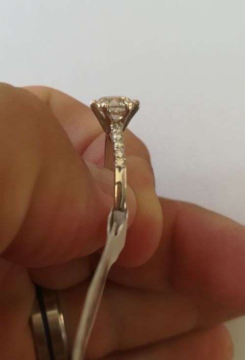 CERTIFIED 1.11CT ROUND CUT VS2/G SOLITAIRE PAVE DIAMOND ENGAGEMENT RING IN 14K WHITE GOLD SETTING