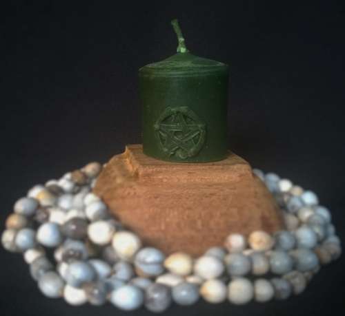 Green Pentacle Candle  Human Made Pentagram Witches Candle