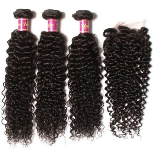brazilian human hair Deep wave 2 bundles and closure 8' 8' and 8' closure