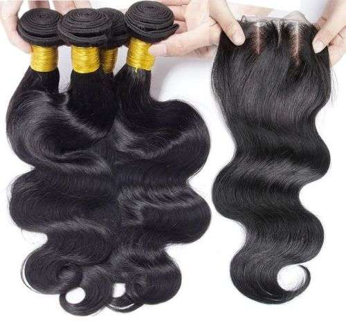 brazilian human hair body weave 3 bundles and closure 8' 8' 8' and 8' closure