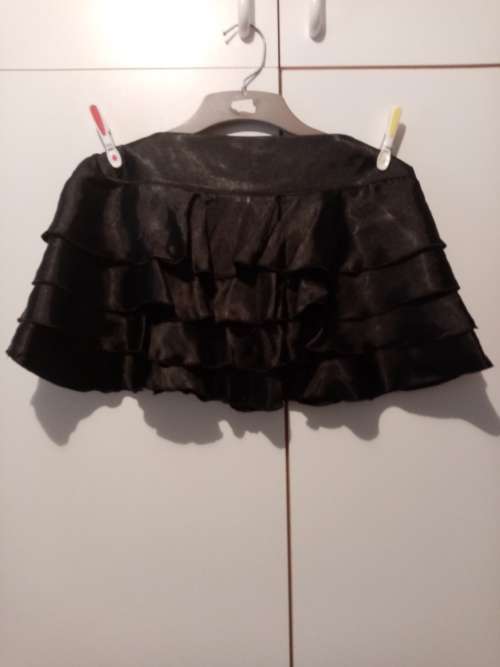 Black satin mini tiered skirt 34