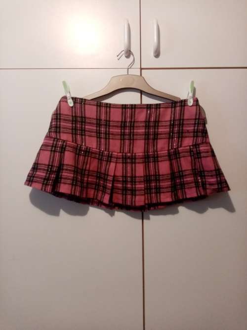Pink and black pleated mini skirt L