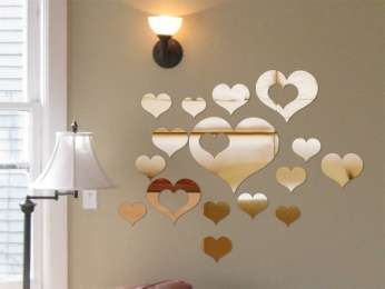 Acrylic Mirror Wall Decor Hearts Cutout