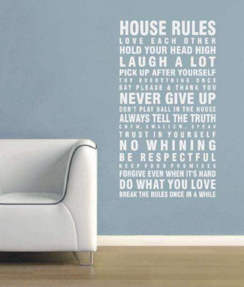Inspirational House Rules Vinyl Decals - Wall Art Stickers