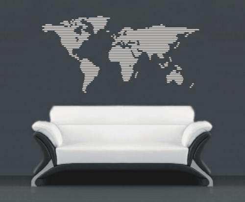 World Map "Lines" Vinyl Decals - Wall Art Stickers