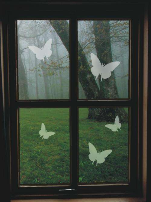 30 Frosted Butterflies "Sandblast-Effect" Vinyl Decals - Home Decor Stickers