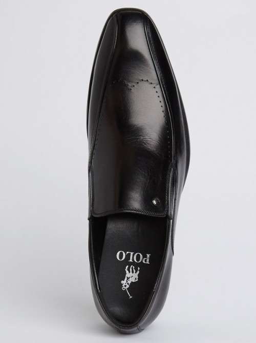 Christmas R1 Clearance start (Polo, Pringle etc) 100% Polo -Formal slip on Black Leather - size 8