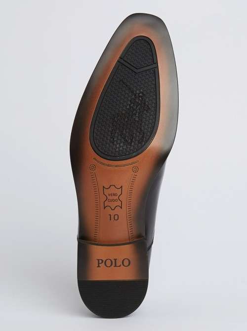 Christmas R1 Clearance start (Polo, Pringle etc) 100% Polo -Formal slip on Black Leather - size 8