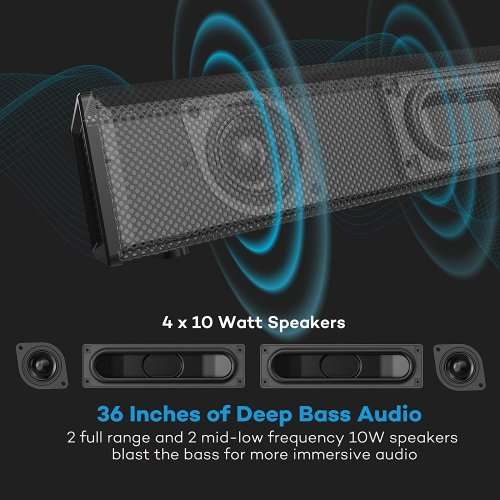 TaoTronics Sound Bar Bluetooth Audio Speakers for TV Home Theater Surround Sound