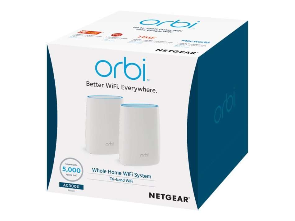 NETGEAR Orbi Whole Home Mesh WiFi System with Tri-band - AC3000 (Set of 2)