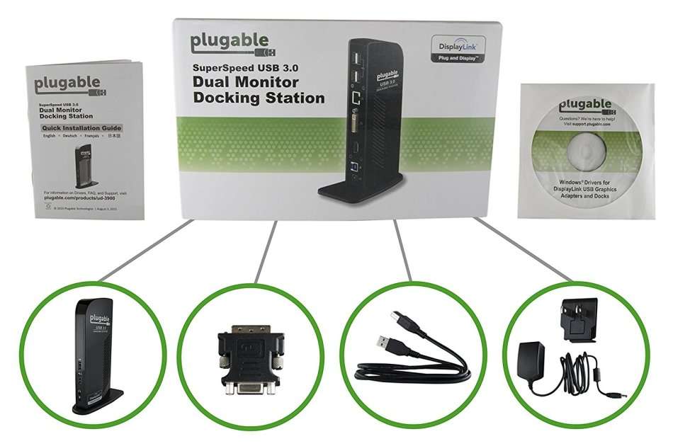 Plugable USB 3.0 Universal Laptop Docking Station for Windows (Dual Video HDMI & DVI / VGA,