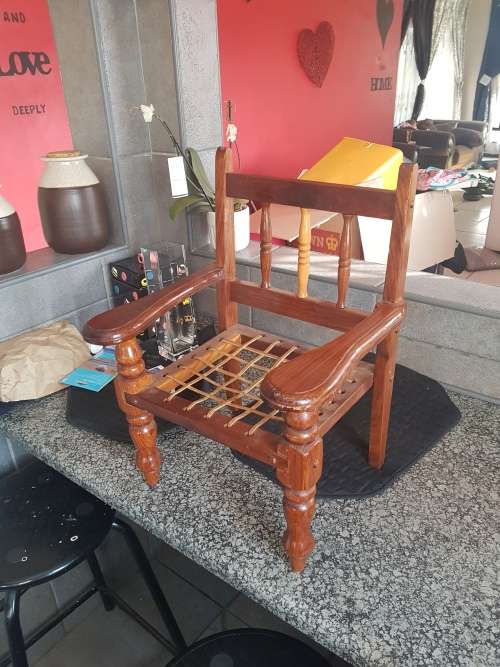 Mini yellow wood riempies chair excellent condition