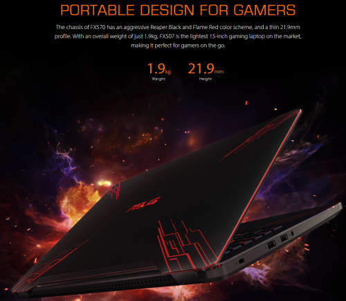 ASUS GAMING MONSTER: FX570, i7-8550u, Full HD, 16GB Ram, 256SSD+1TB HDD, Nvidia GTX