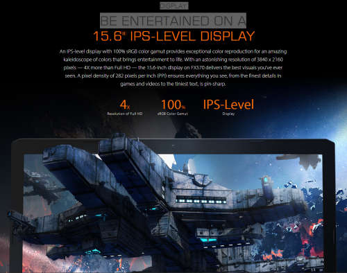 ASUS GAMING MONSTER: FX570, i7-8550u, Full HD, 16GB Ram, 256SSD+1TB HDD, Nvidia GTX