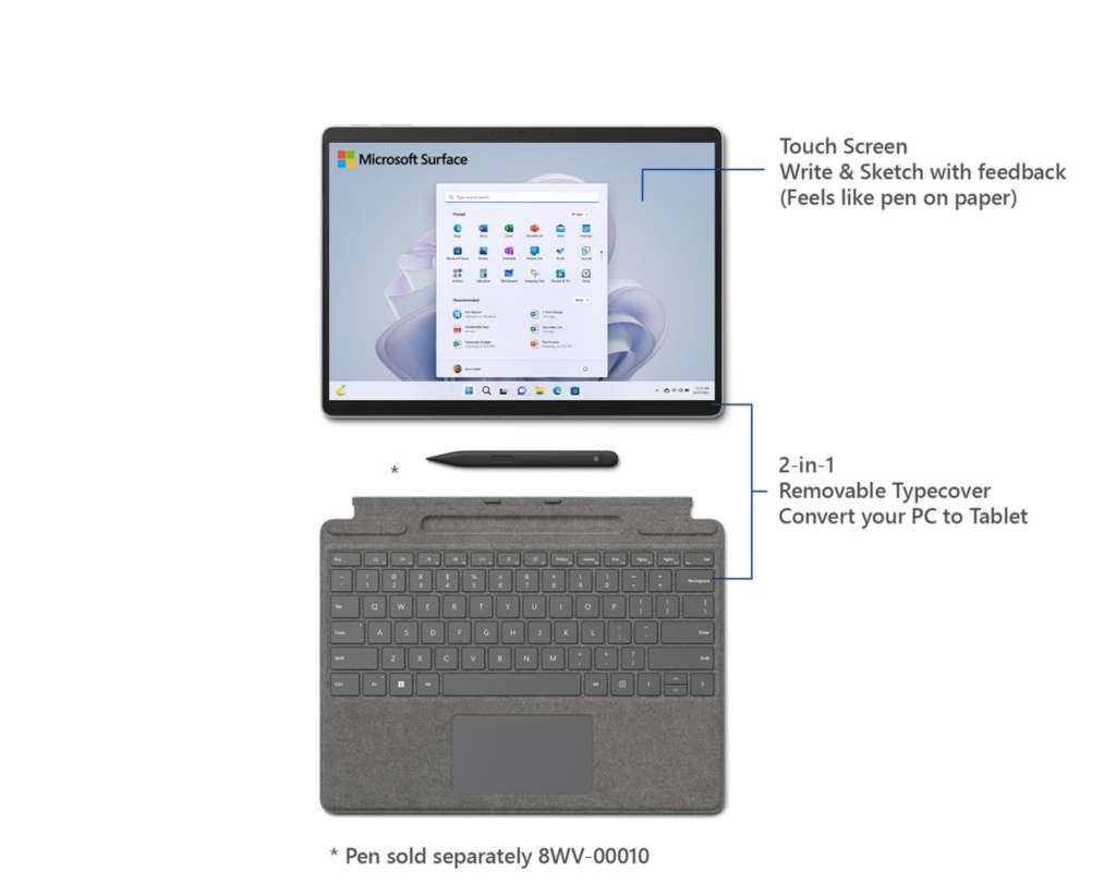 Microsoft Surface PRO 8, i7, 1TB SSD, 16GB Ram, 120Hz Display, mouse, faceID, Pen, 2in1 Convertible