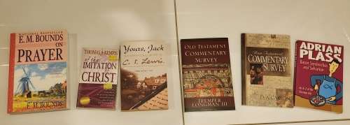 Books for 17c - Prayer - Bounds, Yours Jack - CS Lewis, Bacon - Plass, 2 Surveys, Christ - Kempis