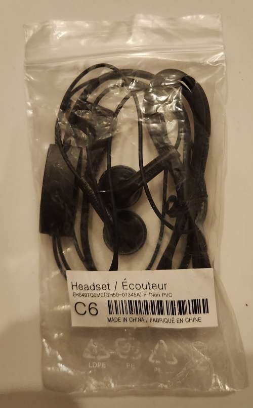 Samsung Black Stereo Headset Handsfree GH59-07345A for certain S, A, M and R series phones