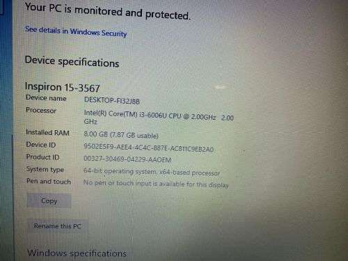 DELL INSPIRON 15 CORE i3-6006U