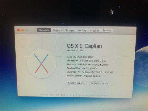 I MAC CORE 2 DUO MID 2007 20  INCH