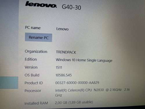 LENOVO G40-30 INTEL CELERON