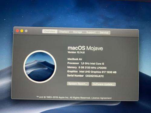 MACBOOK AIR 13 `` CORE i5 2018 LOW CYCLE COUNT