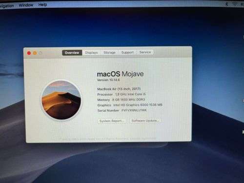 MACBOOK AIR CORE i5  13 INCH 2017 IMMACULATE CONDITION LOW CYCLE COUNT