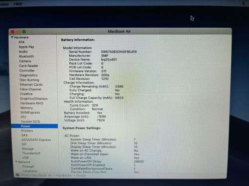 MACBOOK AIR CORE i5  13 INCH 2017 IMMACULATE CONDITION LOW CYCLE COUNT