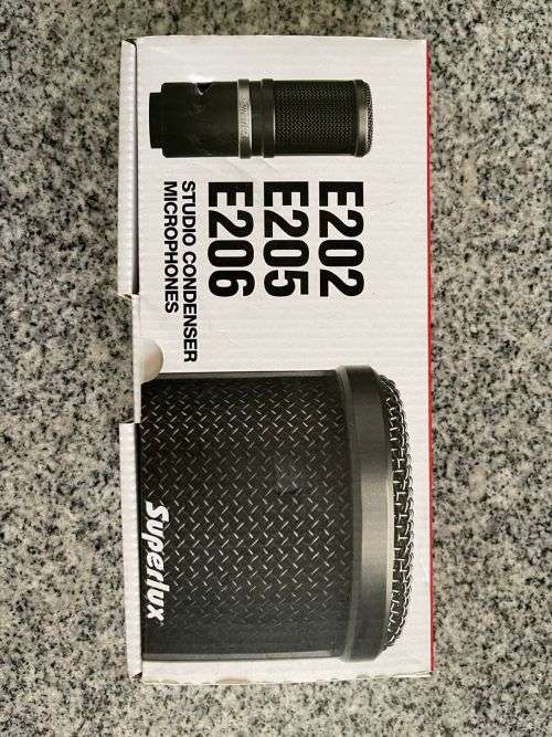Superlux E205 Studio Condenser Microphone New open Box with stand and pop filter