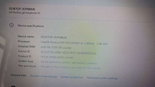 HP Pavillion G6 Laptop, 120GB Intel SSD, 8GB RAM, Intel Pentium B960 Dual Core/Dual Thread 2.2GHz
