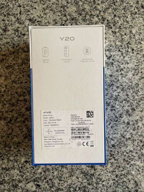 VIVO Y20 V2027 DUAL SIM  OBSIDIAN BLACK NEW OPEN BOX