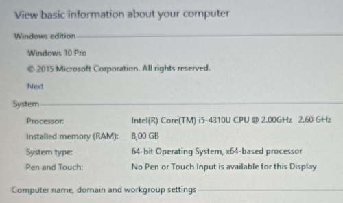 Dell E5440 Intel i5-4310U processor, @2.0GHz (3GHz Turbo), 8GB RAM, 500GB HDD, Windows 10 Pro