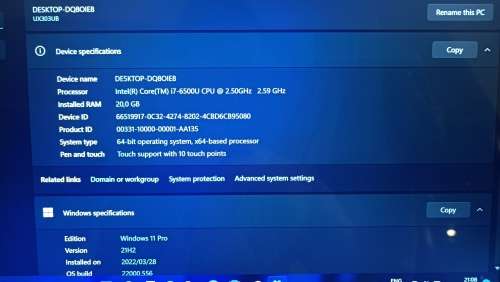 Asus UX303U Ultrabook, Intel i7-6500U @2.5GHz, Nvidia GeForce 940M GPU,  13.3` Touchscreen, 20Gb RAM