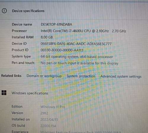 Dell Latitude 5440, 14`,  Intel i7-4600U@2.1GHz , 8GB RAM, 128GB SSD, Windows 11 Pro