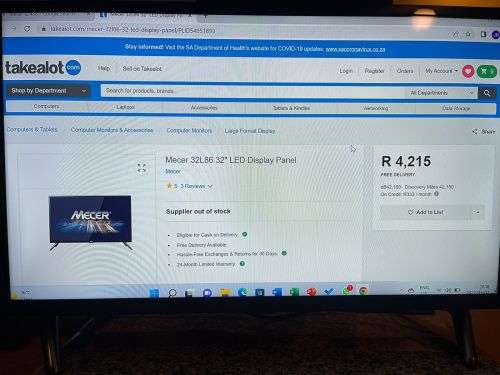 Mecer 32L86 32` LED Display Panel Monitor