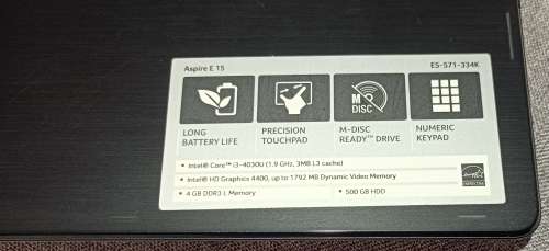 Acer Aspire E15 E571-334K, Intel i3-4030U@1.9GHz, 8GB RAM, 120GFB Samsung SSD, Windows 11