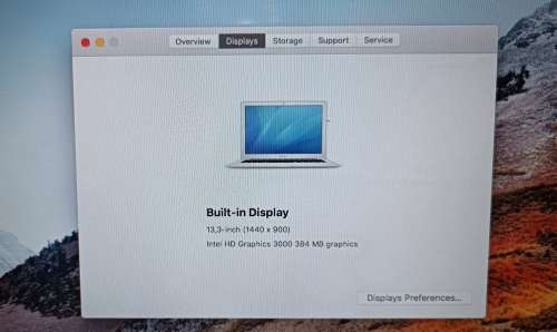 Apple MacBook Air `Core i5` 1.7 13` (Mid-2011), 4GB Memory, 250GB SSD, MacOS High Sierra