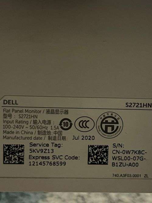 Dell S2721HN 27 inch Full HD LED Monitor.