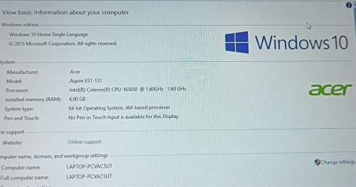 Acer Aspire ES 11 ES1-131, Intel Celeron N3050@ 1.6GHz, 4GB Memory,32GB SSD, 11.6` HD ComfyView