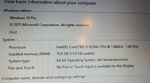 Dell Latitude 5490, Intel i5-8250U@1.6GHz, 16GB RAM, 256GB M.2 NVMe SSD, Windows 11Pro