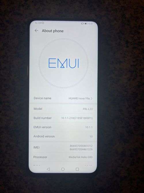 Huawei Nova Y9a 8GB RAM  128GB  Dual SIM Mint Condition With pop auto selfie camera.