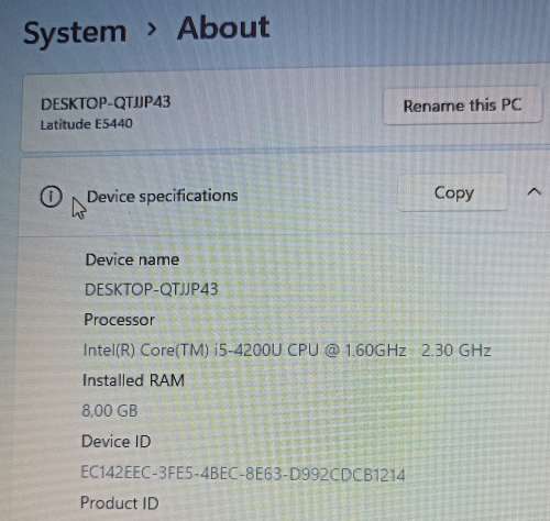 Dell Latitude E5440 Intel Core i5-4200U@1.60GHz,8GB RAM, 500GB HDD, 14` Notebook, Longlife Battery