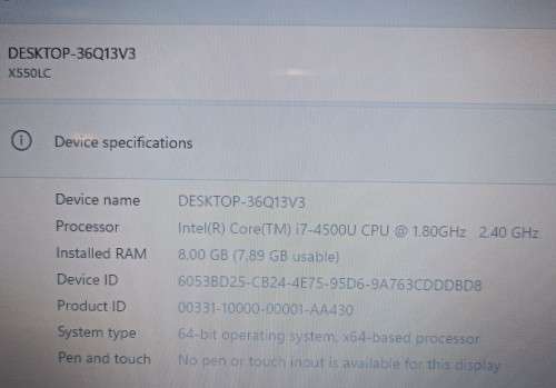 Asus X550LC Intel i7-5400U@1.8GHz, Nvidia Geforce 720M 2GB VRAM, 8GB memory, 1TB HDD, Windows 11