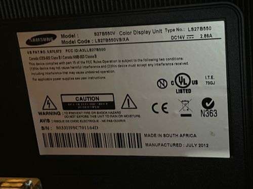 Samsung S27B550V 27` LED Monitor