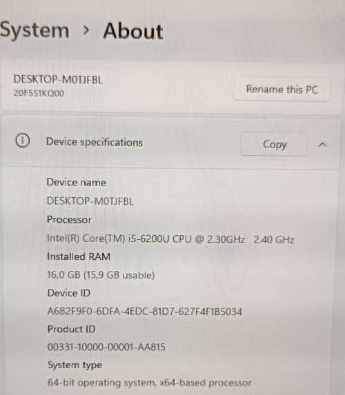 Lenovo ThinkPad X260 12.5` Notebook,Core i5-6200U@2.3GHz,16GB RAM, 256GB SSD, Windows 11 Pro