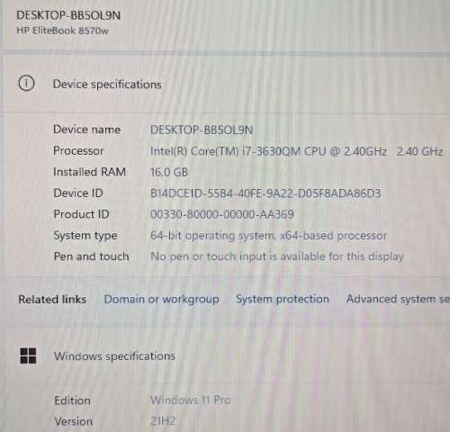 HP EliteBook WorkStation 8570w, Nvidia Quadro K1000M, Intel i7-3630QM@2.4GHz, 16GB RAM, SSD+HDD