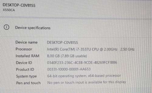 Asus X550CA, 15.6` Display, Intel i7-3537U@2.5GHz, 8GB RAM, 1TB HDD, Windows 11Pro