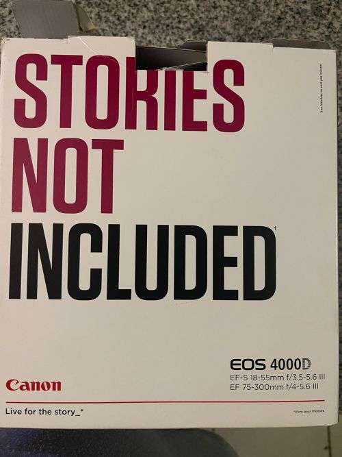 CANON EOS 4000D WITH 75-300MM and 18-55 2 LENSES MINT CONDITION