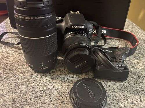 CANON EOS 4000D WITH 75-300MM and 18-55 2 LENSES MINT CONDITION