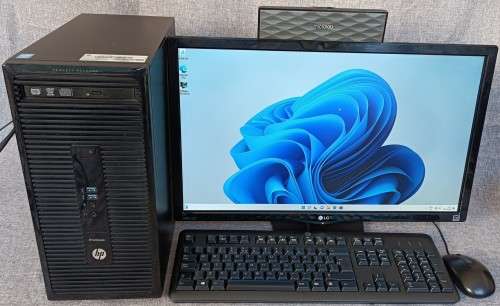 HP ProDesk 400 G2, Nvidia GT240 graphics, LG 23` IPS LED FHD monitor, HP keyboard, MS Mouse, Win11