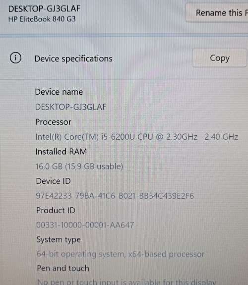 HP EliteBook 840 G3,14` FHD Display, Intel i5-6200U@2.4GHz, 16GB RAM, 256 GB M.2 SSD, 500GB HDD